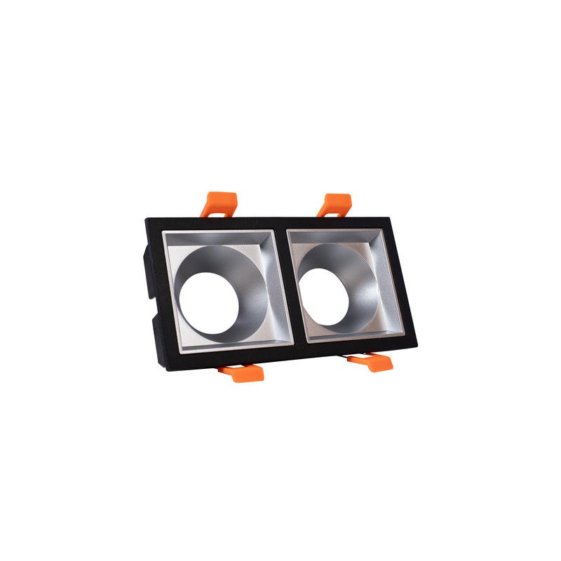 Jana Light Empty fixed spotlight with 2 eyes, rectangular plastic, black and silver, Jana Light LT-231 quantity 3 - Image 1